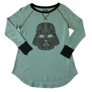 Star Wars Darth Vader Womens Thermal Long Sleeve Sleep Shirt Cotton Blend Size S